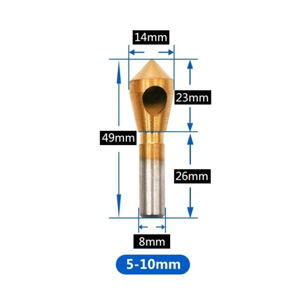 Brocas de centro de avellanado y desbarbado recubiertas de titanio, 2-5, 5-10, 10-15, 15-20mm, agujero de expansión, biselado, corte de madera y Metal