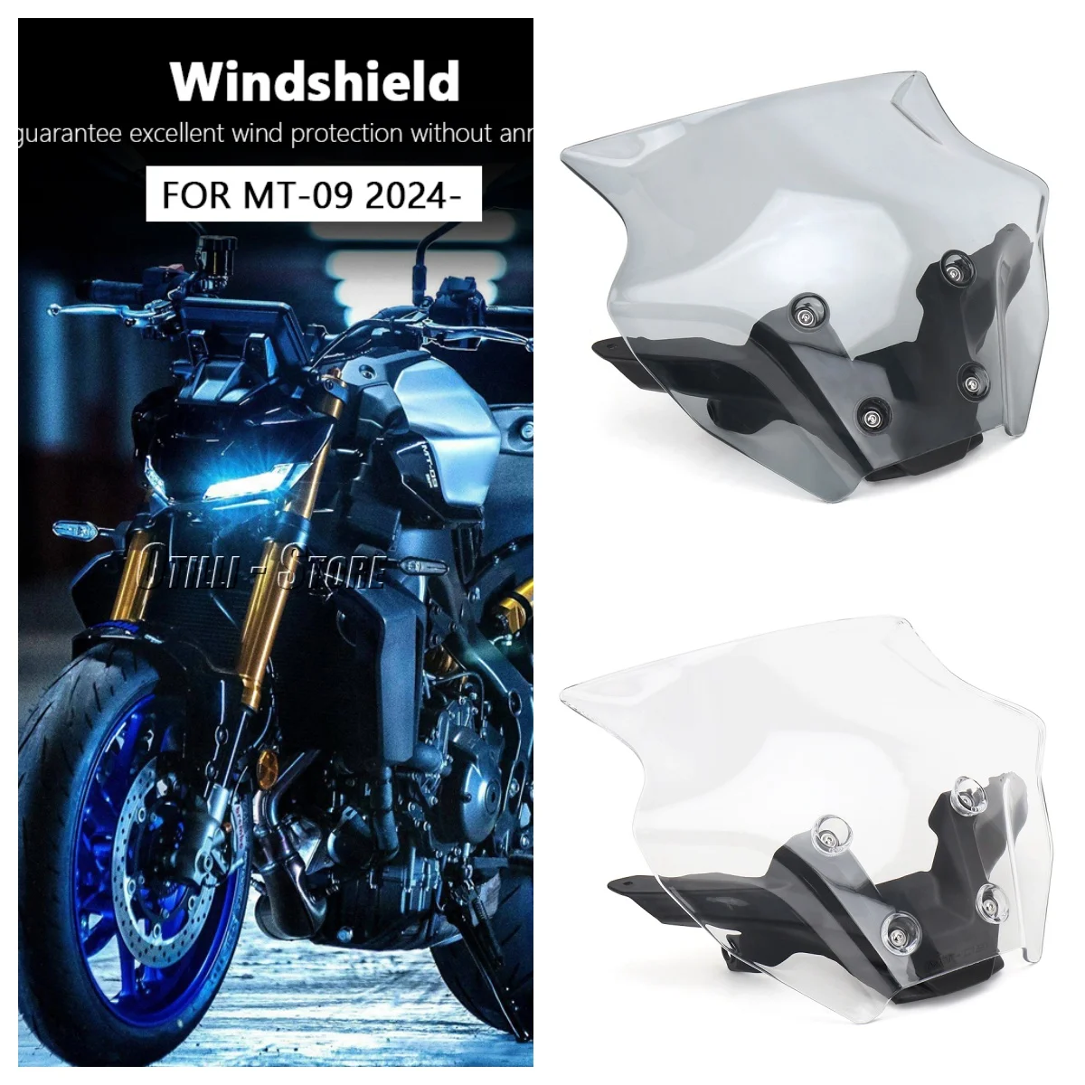 Motorcycle Acrylic Windshield Windscreen 3 Color Wind Shield Deflectors For Yamaha MT09 MT-09 mt09 2024 Motorcycle Accessories