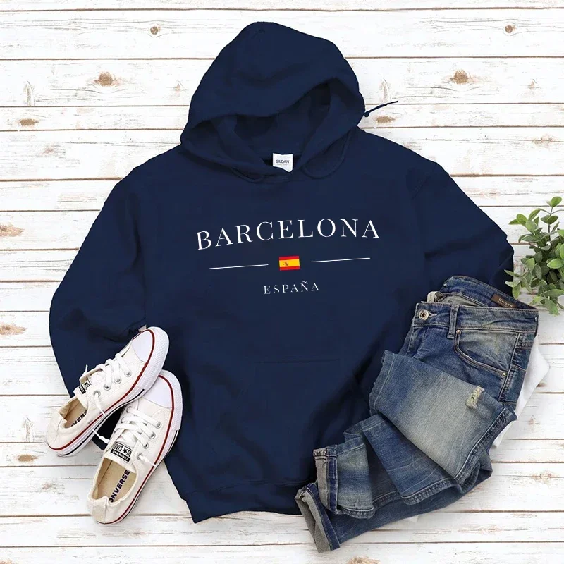 Men\'s BARCELONA Print Design Hoodies Luxury Hooded Sweatshirts Autumn Winter Warm Clothing for Male Casual Streetwear tracksuit