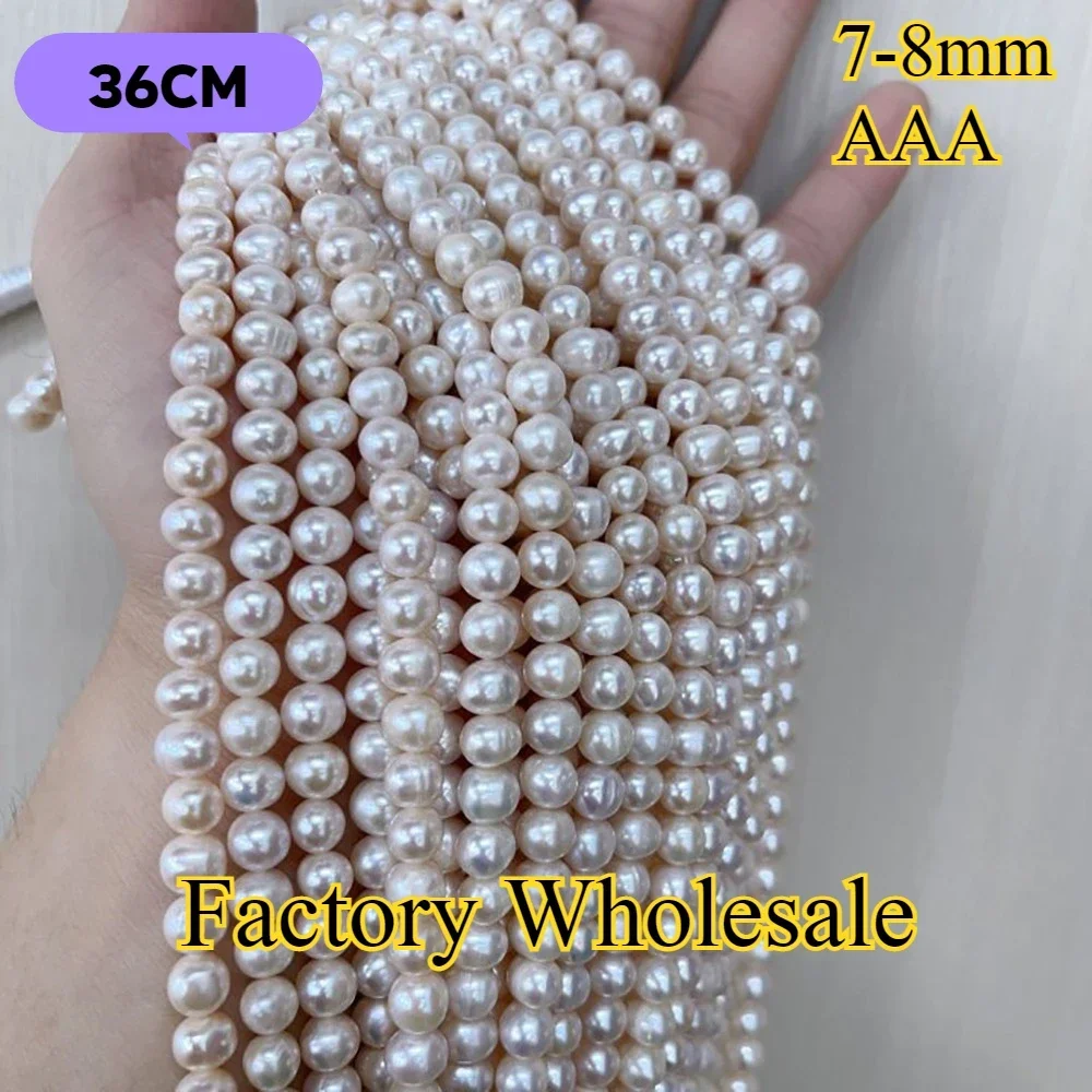 7-8mm AAA Exquisite New Isolated Round Bead Factory Wholesale Natural Freshwater Pearl Jewelry Make DIY Necklace Bracelet Women