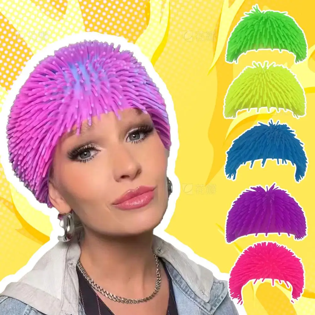  Spiky Ball Cap Eye-Catching Elastic Prank Prop Wobbling Party Costume Hat For Party Kids Women Men Family Costume Hat I3O8
