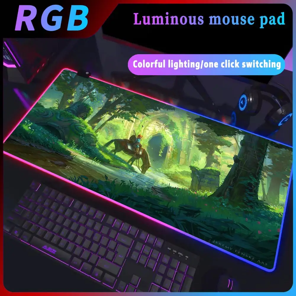 Imagem -04 - Rgb Empresa Deskmat com Luz Led Tapete de Teclado Z-zelda Mouse Pad Gamer Gaming Table pc Complete Rug Xxl Acessórios de Teclado