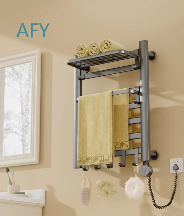 Dragon Ding Smart Electric Heated Towel Warmer for Bathroom Home Use Wall Mounted No Drill Installation Constant Temperature