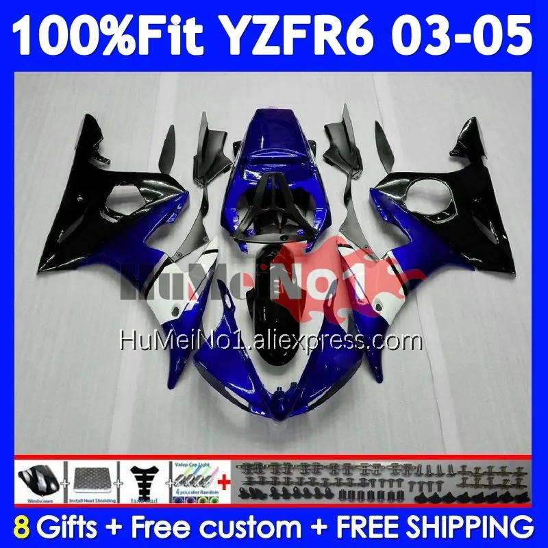 OEM Body For For YAMAHA YZF-R6 YZF R6 R 6 YZF 600 CC 356No.2 Blue black YZF600 YZFR6 03 04 05 YZF-600 2003 2004 2005 Fairing