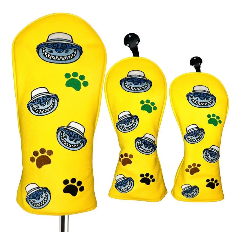 

Golf Wood Headcovers 3pcs Cute Cat Headcovers Set Waterproof Waterproof Headcovers Set PU Leather Wood Headcover Golf Club Wood