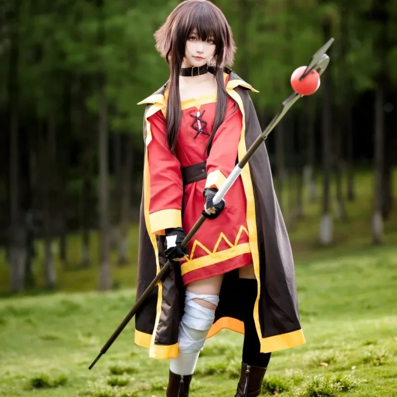 أزياء أنيمي ميجومين التأثيرية كونسوباراش سيكاي ني شوكوفوكو wo! فستان تنكري وقبعة وعباءة موحدة لحفلات الهالوين للفتيات