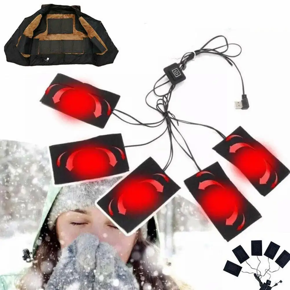 Electric USB Clothes Heater Pad Heated Jacket Heating Pad DIY Warm Vest Heating Winter Pads Outdoor Clothing Heated F2U8