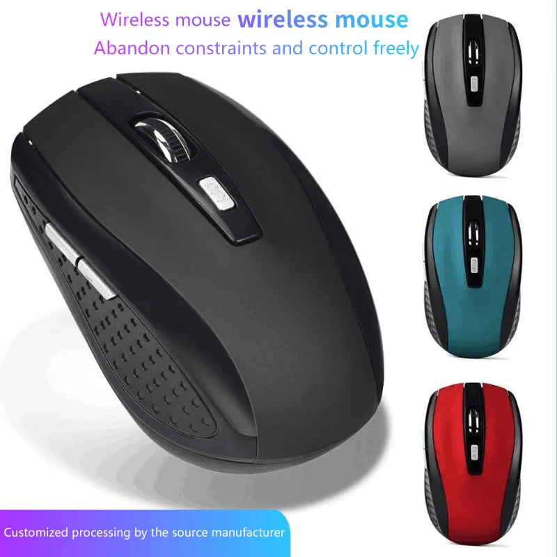 Mouse óptico sem fio vermelho 2.4G USB 6D para computador, laptop, jogos, mouse sem fio com design ergonômico-F(x)