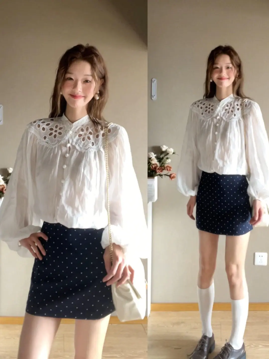 

French Sle Heavy Embroidery Bubble Sve irt Women's Early Spring Unique Beautiful Loose Gentle White irt Top