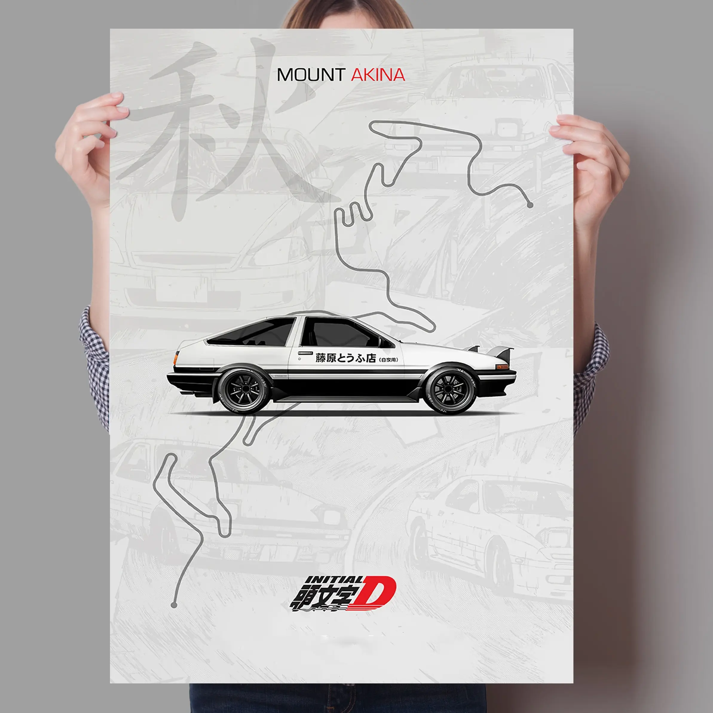 Impresión en lienzo de coche de carreras inicial D AE86-Póster artístico de pared F1 y GTR Le Mans Track para decoración del hogar