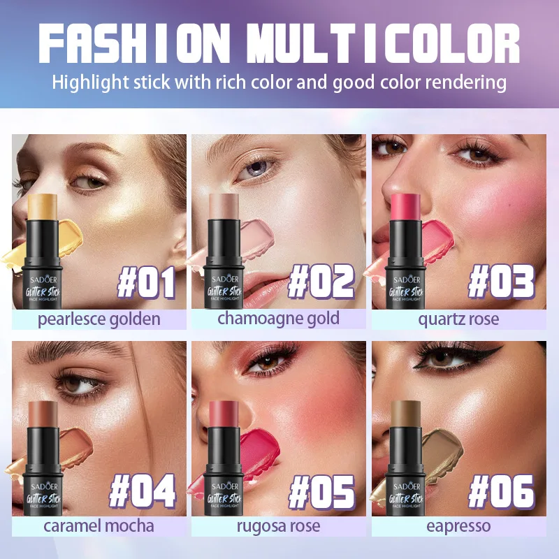 Colorful highlighter stick, water light, hydration, natural brightening, facial contouring, and three-dimensional contouring