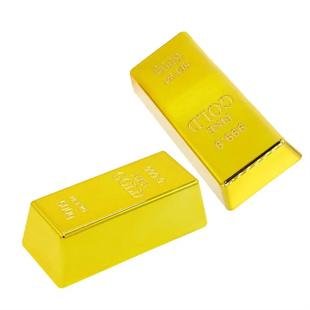 Ideal Gift Simulation Fake Gold Bar Paperweight Glittering Golden Brick Table Decor Plastic Bullion Bar Home Decor