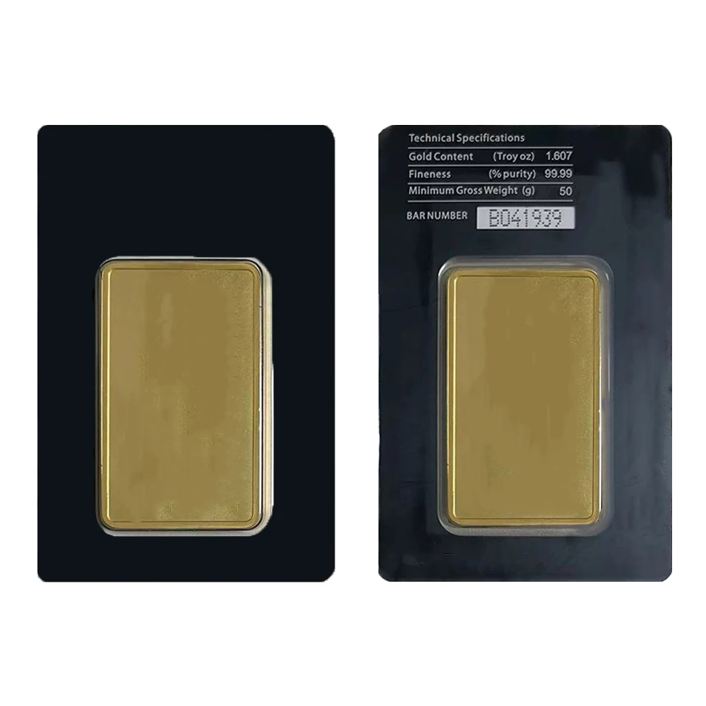Niet-magnetische vergulde gouden staaf, goudbar, APMEX, met verschillende serienummers, in verzegelde verpakking, voor verzamelaars.