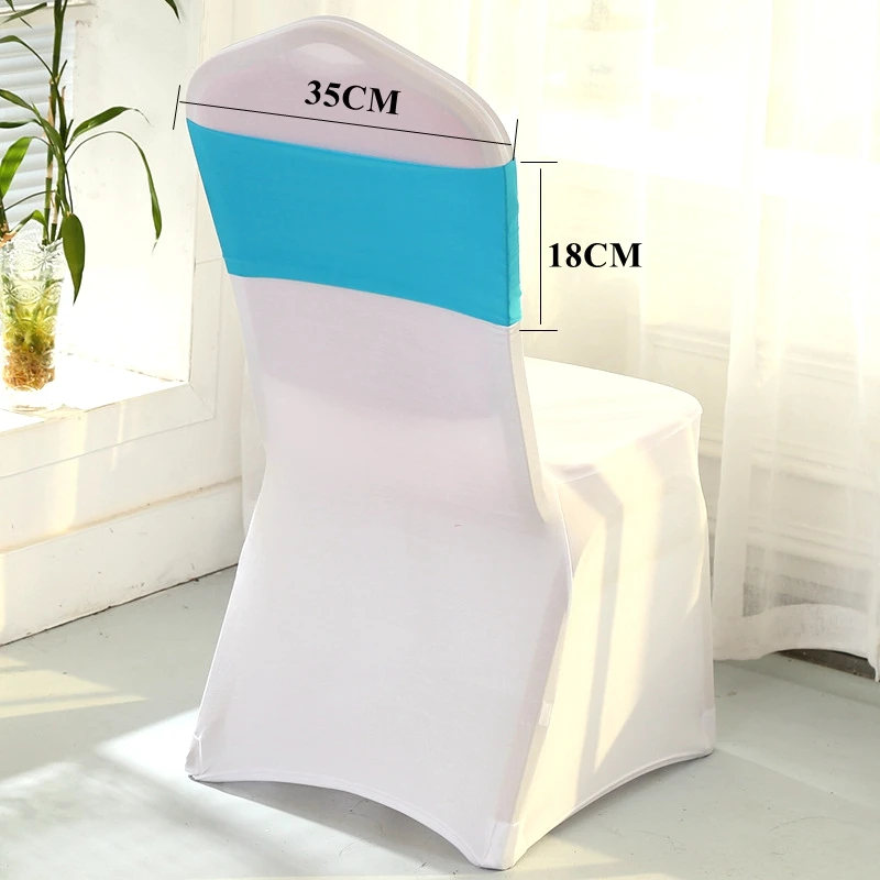 Whole Set 20 White Spandex Banquet Chair Cover With 20pcs 18X35CM Lycra Chair Band Sash For Wedding Event Party Decoration