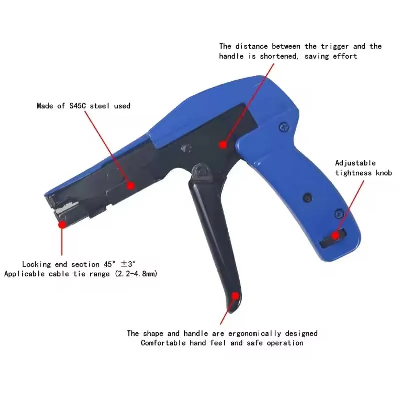 Cable Tie Gun, Automatic Cutting Fastening Plier for Stainless Steel & Nylon Self‑Locking Cable Ties Wandu