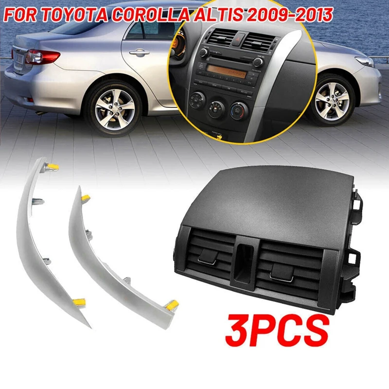 Car Center Dash A/C Outlet Air Vent Panel With Strip Trim Replacement Accessories Fit For Toyota Corolla 2009-2013