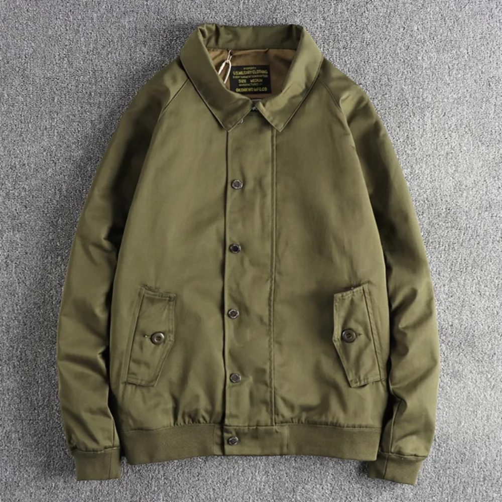 

Light vintage trend jacket men's woven washed May Khaki youth coat top