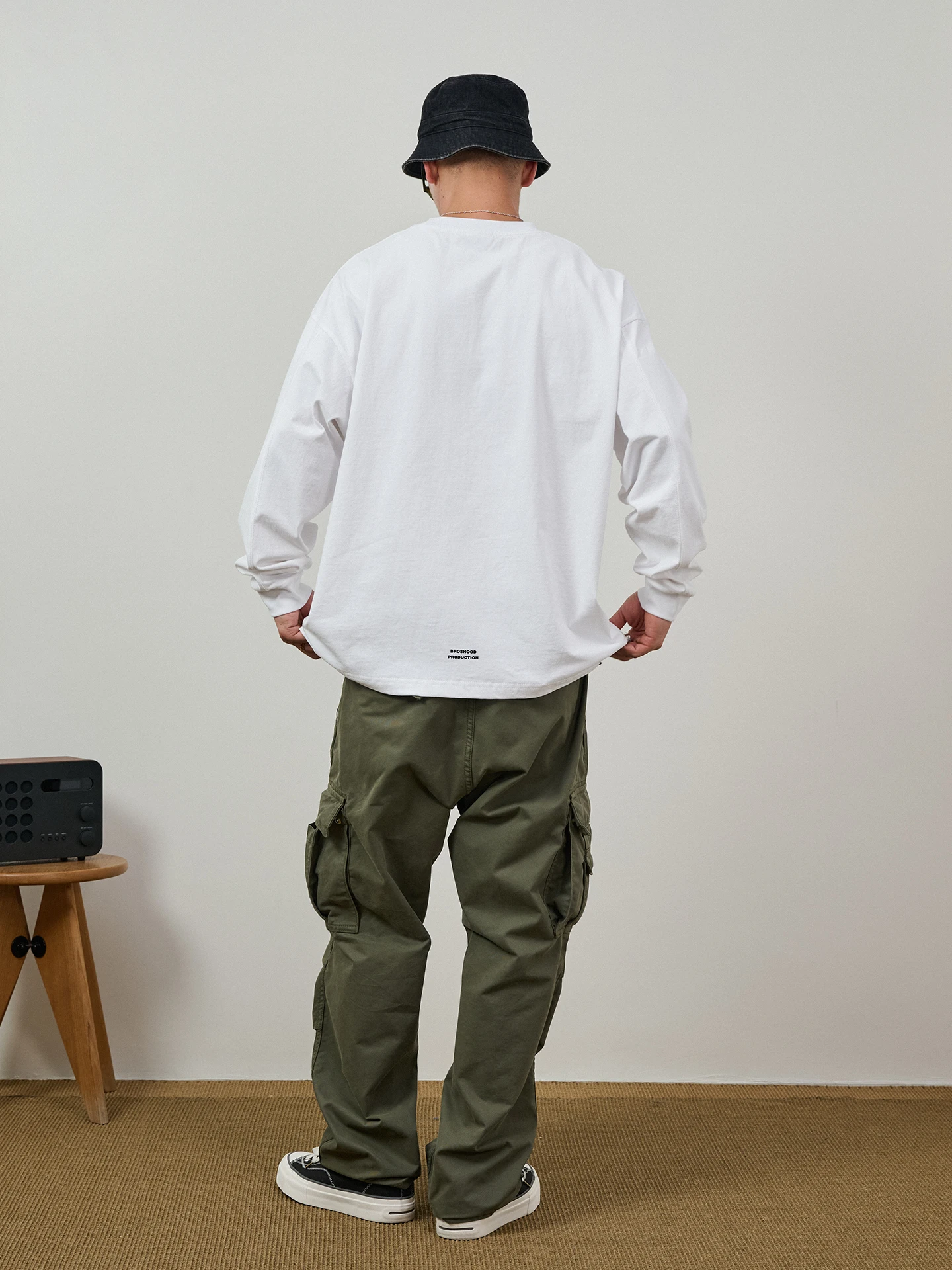 Broshood Loose Vintage Casual  Color Washed Multi-Pocket Military Pants Workwear Long Trousers Japanese Style Citywalk