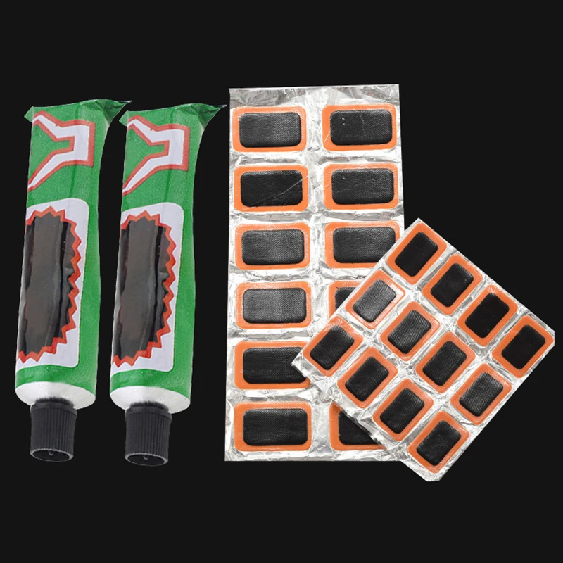 Rubber Puncture Patches Bicycle Tire Tyre Tube Repair Cycle Patch Kit With Glue Bicycle Inner Tube Puncture Repair Accessories