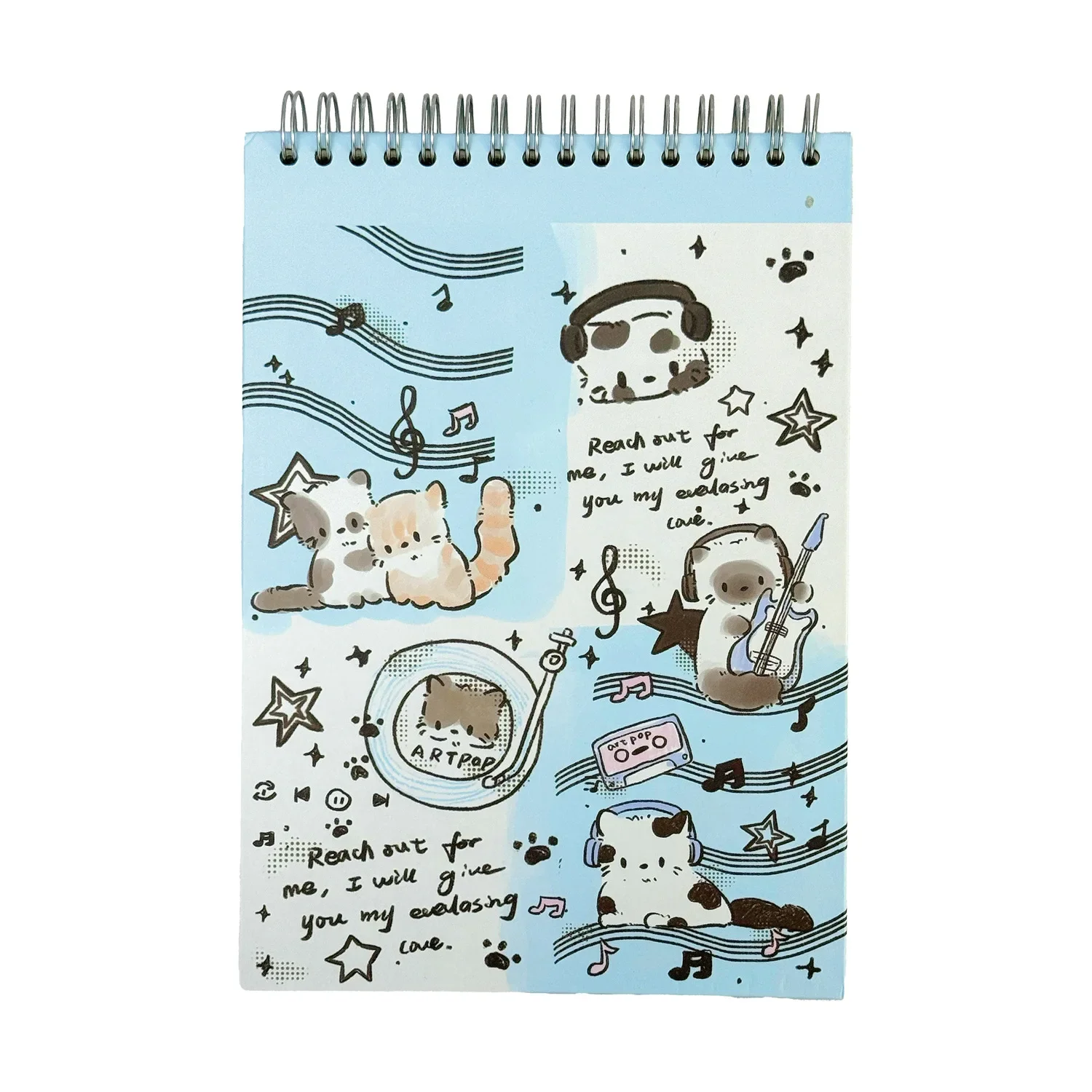 Ins A5 Upturn Coil Book Cat Pattern Notebook Cute Dog Notebook Student Horizontal Line Record Book 80 Sheets