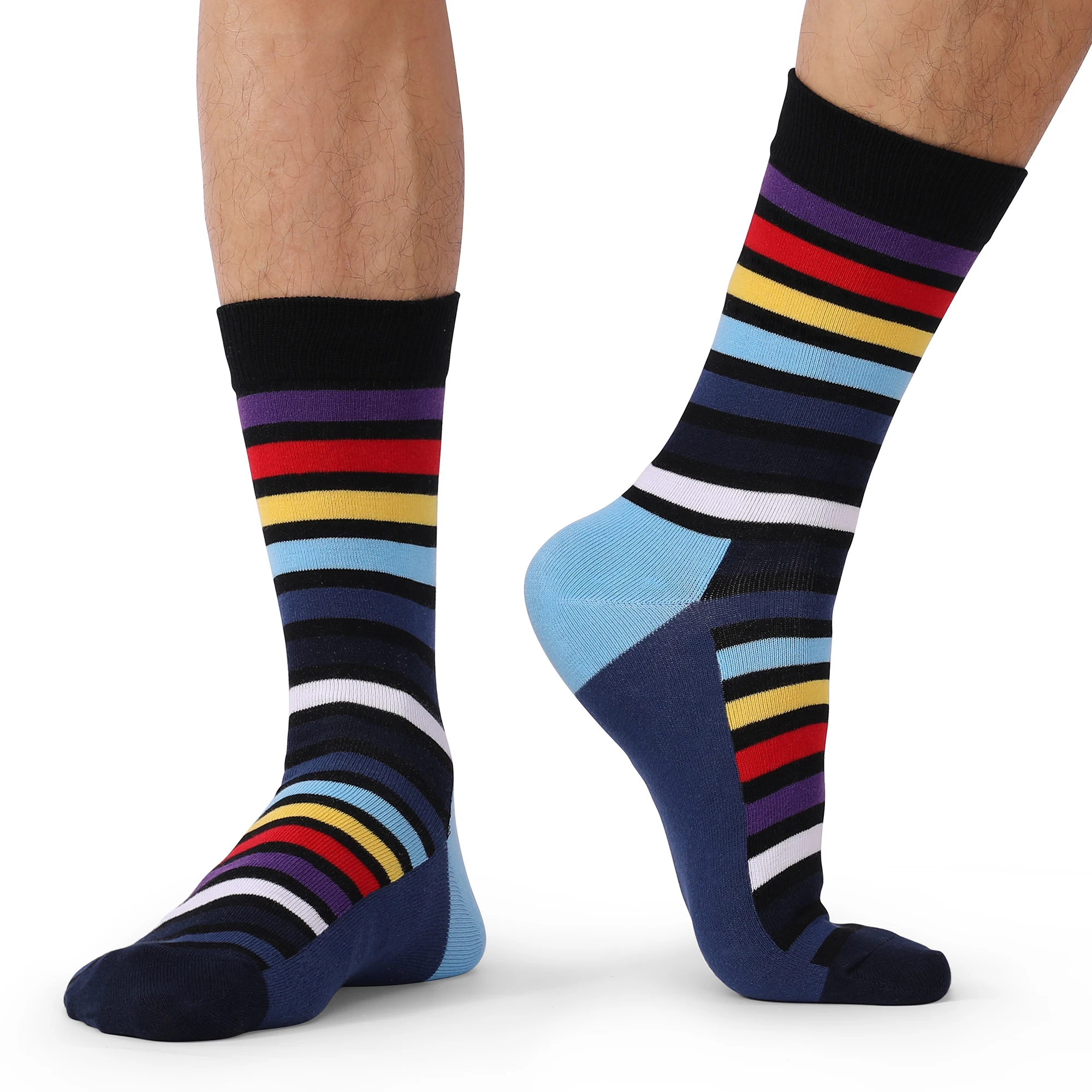 5Pairs Mens Fun Dress Socks,,Pattern Funny Socks Pack,Colorful Striped Combed Cotton Novelty Socks,Cool Breathable Casual Socks