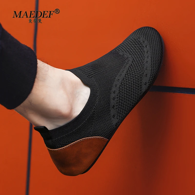 MAEDEF Men's Casual Shoes Light Loafers Black Indoor Breathable Walking Men Shoes Slip on Soft Comfortable Flat for Man Footwear