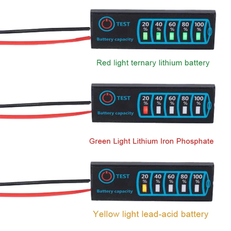 2 Pcs Battery Level Indicator 3S Ternary Lithium Battery Lithium Iron Phosphate Lead-Acid Battery Capacity Display Meter