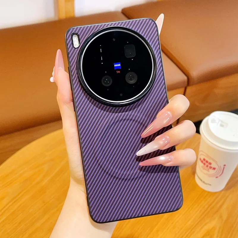 For VIVO X300 Ultra 5G Case Luxury Carbon Fiber Leather Matte Magnetic Wireless Charging Shockproof Protection Cover Accessories