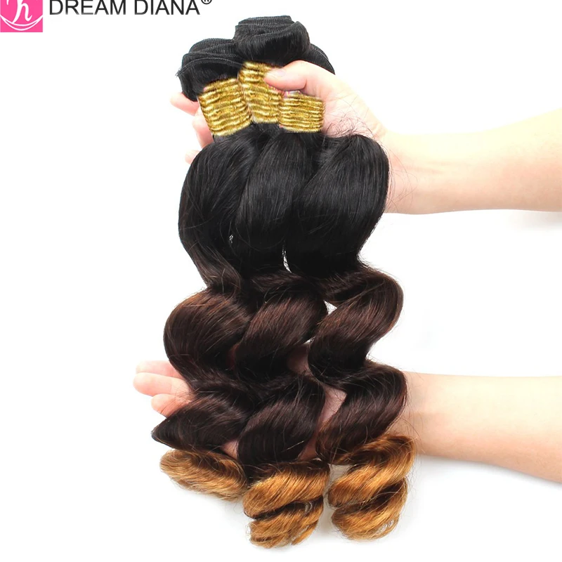 

Необработанные индийские волосы Ombre Bouncy Curly Loose Wave 3 пучка 100% человеческих волос Свободные вьющиеся пучки волос Свободные глубокие волнистые волосы 3 пучка