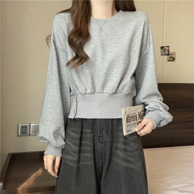 ITOOLIN 秋スリムフィットルーズ長袖トップデザインセクシーカジュアルストリートウェアスリムフィットラウンドネックスウェットシャツ