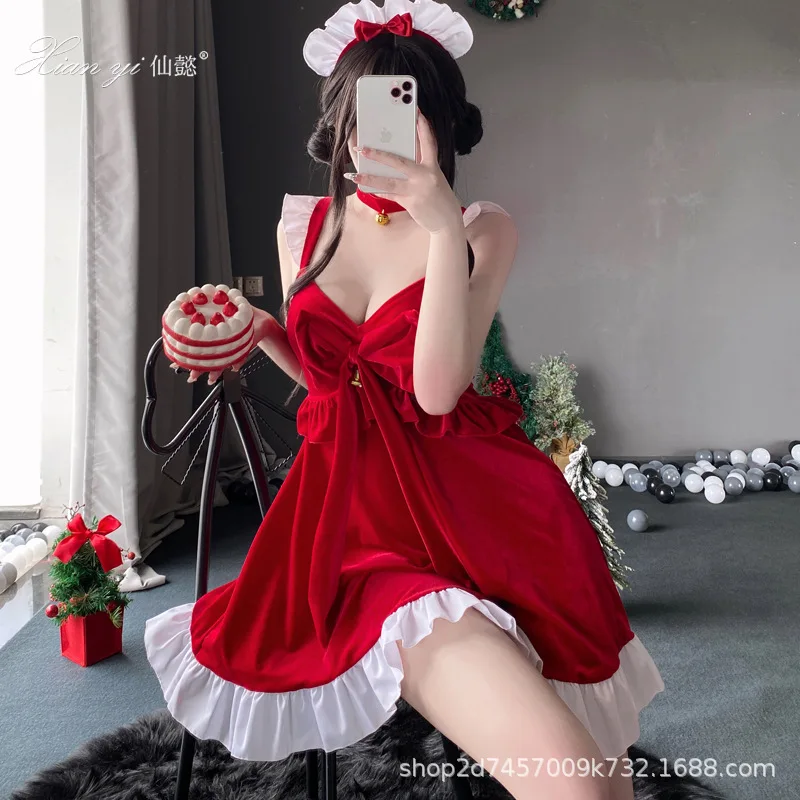 Christmas Dress Cute Princess Dress Female Anchor Pure Desire Party Uniform Stage Christmas Performance Dress