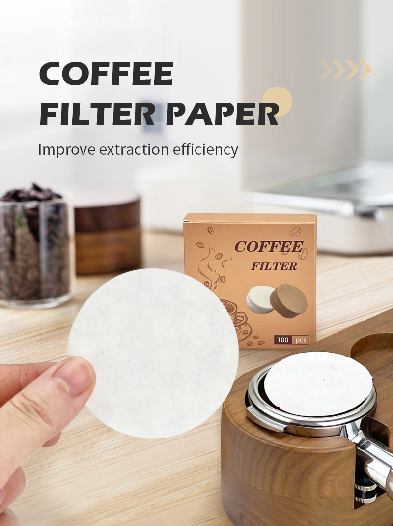 Kaffee Filter Papier Espresso Papier Filter 51mm 53mm 58mm 100 stücke Puck Bildschirm Für Delonghi Breville Siebträger maschine Werkzeuge – Detail 3
