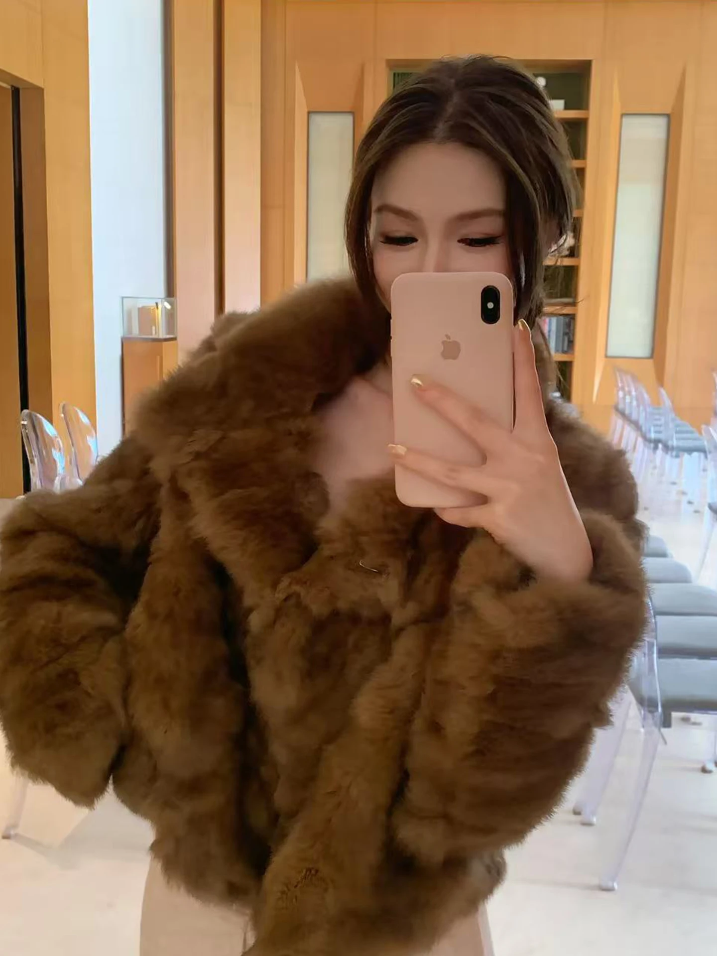 Tagkita 冬新作ソフトプラッシュレディースコート長袖暖かいスタイリッシュな痩身ファッショナブルなレザージャケットカジュアルスタイルショート丈