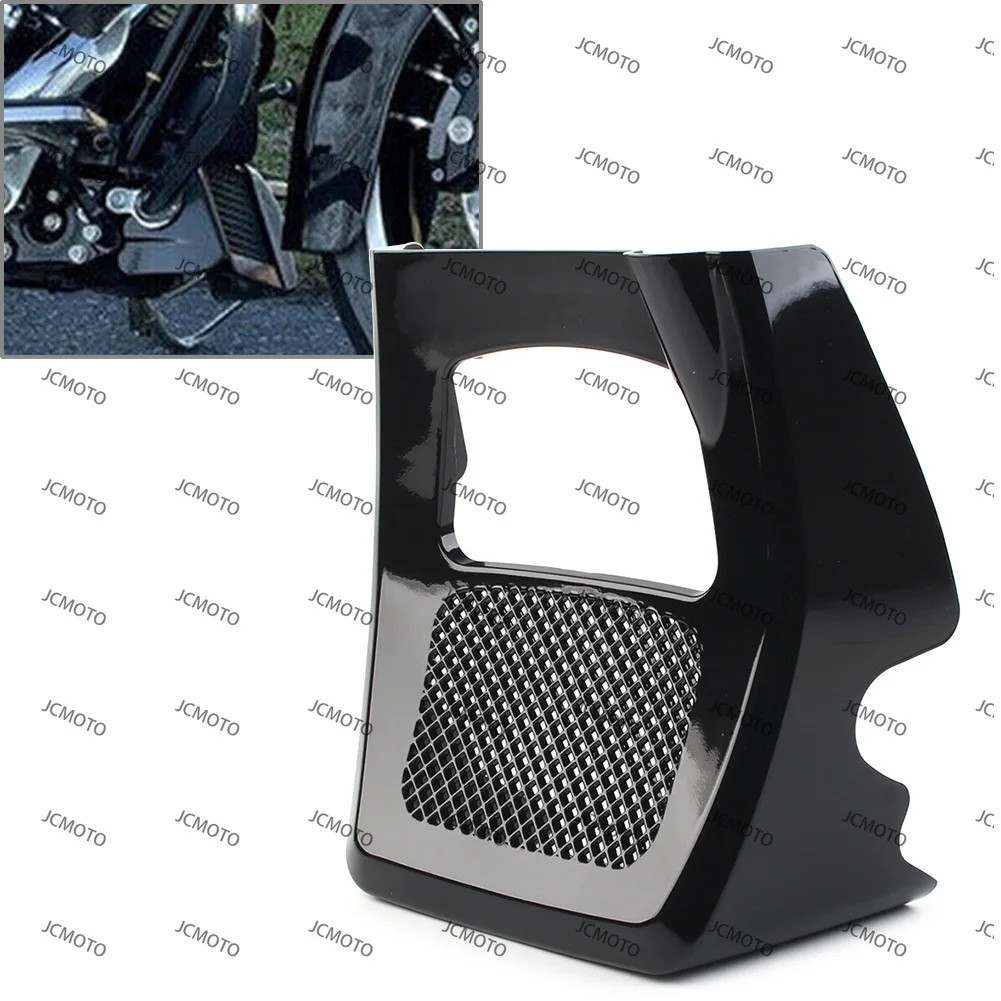 

Glossy Black For Harley Road Street Glide 2017 2018 2019 2020 2021 2022 Motorbike Fairing Front Spoiler Radiator Chin Cover Set