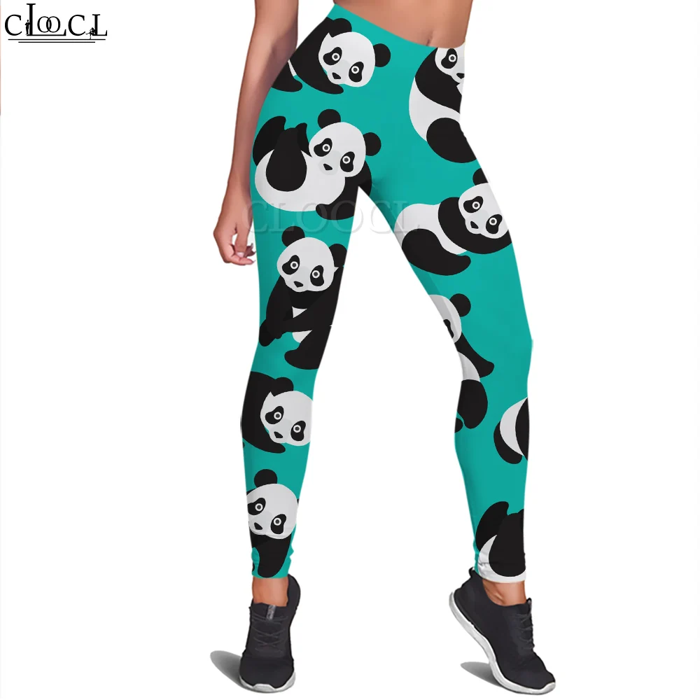 Cloocl bonito feminino legging bonito chinês tesouro nacional panda impresso calças de cintura alta elasticidade calças moletom para mulher