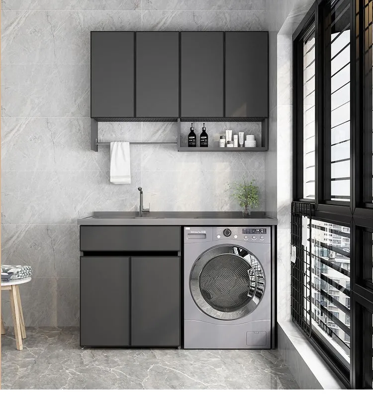 

Space aluminum drum washing integrated cupboard balcony significant other bathroom with laundry sink