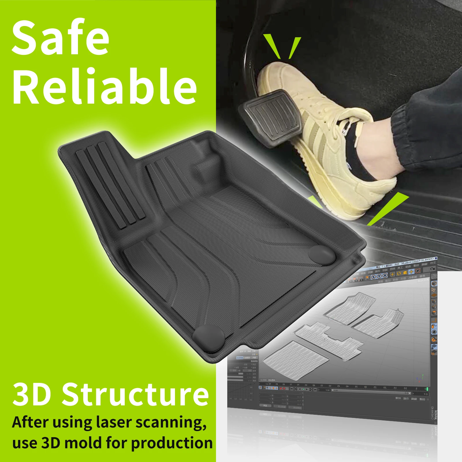 for VW ID.3 Car Floor Mats Trunk Pad Waterproof Anti-Slip Accessories 3D TPE Left Hand Driving