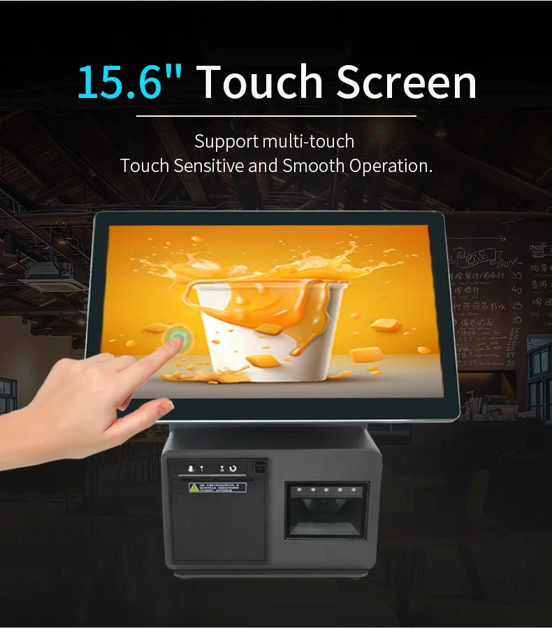 POS manufacturer full set of integrated Pos system cash register pos machine built-in 80mm receipt printer