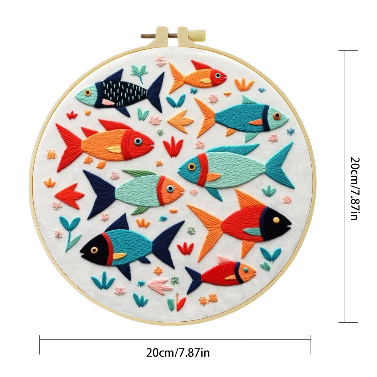 1 Stück 20X20CM/7,87 Zoll Fisch-Stickerei-Starter-Kit DIY-Kit Nähkunst Heimdekoration Handwerksmalerei – Detail 2