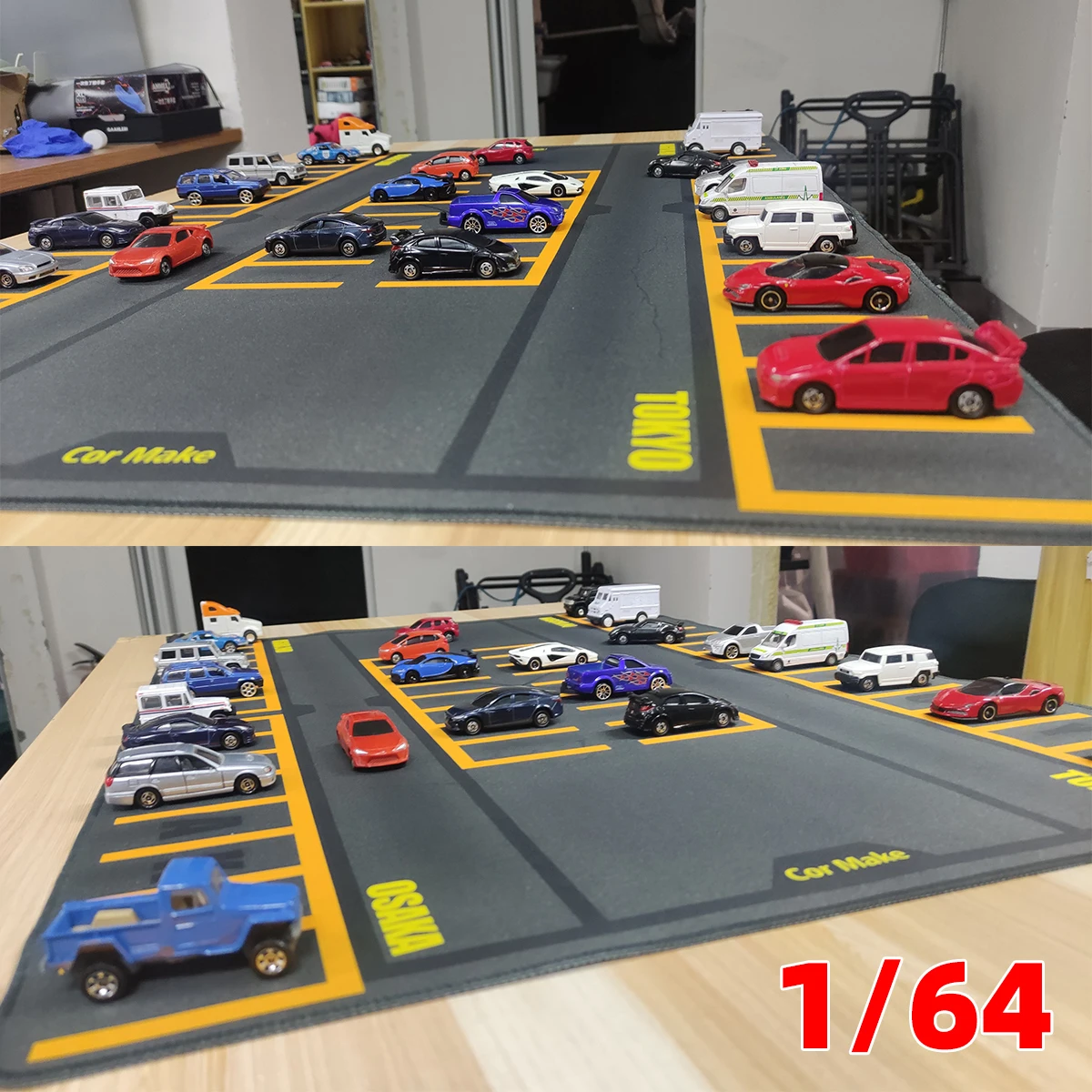 LB Parkplatz-Bodenmatte Automobilmodell Sandtisch-Teile Maßstabsmodell 1/64 Ausstellungsständer Spielmatte – Detail 1