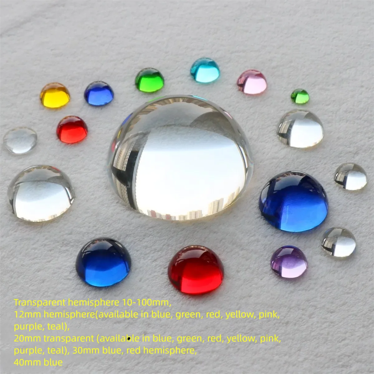 OD 10/12/15/20/30/40mm Transparent Solid Glass Hemispherical Mirror Polished Imitation Crystal Craft Ornament Decoration Ball