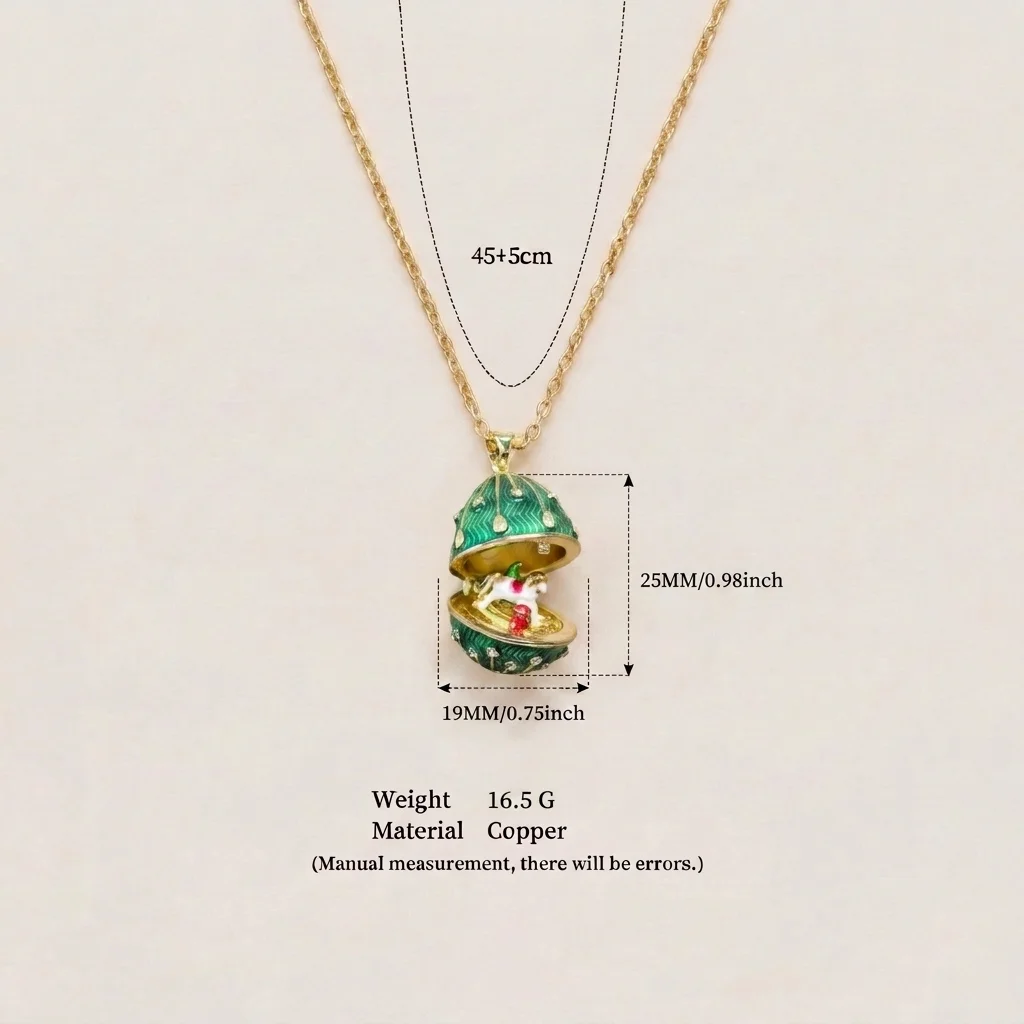 Simple Easter Egg Opening And Closing Necklace Pendant With Retro Copper Gold Plating_maomaolike.com