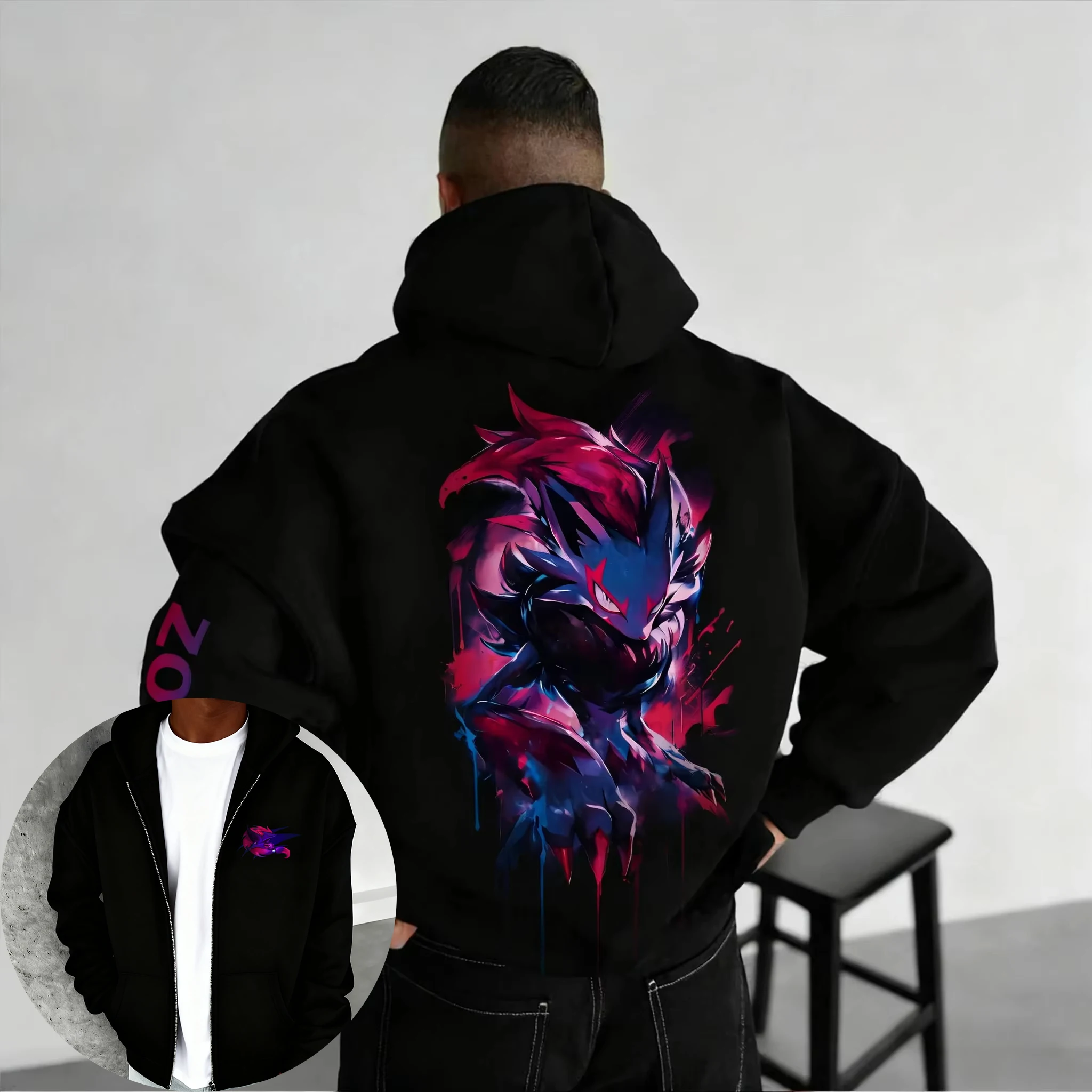 

Pokémon Anime Zipper Hoodie 2025 Summer New Male and Female American Hip Hop Casual Loose Versatile Plus Size Sweater Top