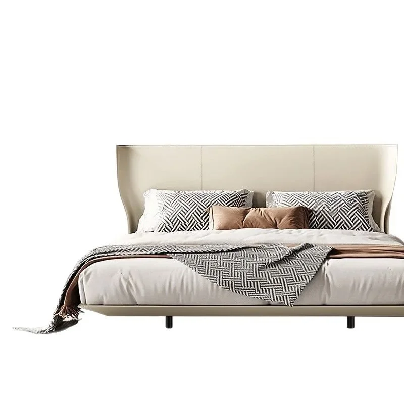

bedroom high-end double be d wedding bed 1.8 meters saddle leather be beige Alice bed suspension bed