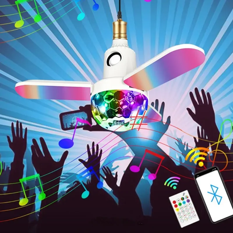 Interfaz E27, Control remoto, luces coloridas, Altavoz de música Bluetooth, teléfono móvil, Audio inalámbrico, reproducción de sonido, iluminación de bola mágica