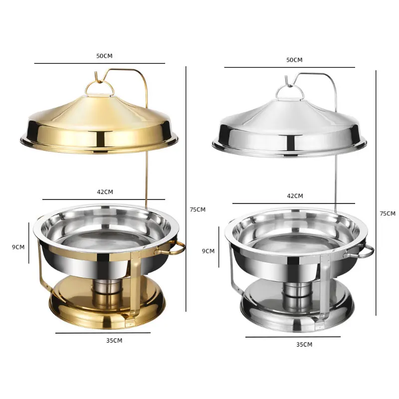 Hotel Restaurant Catering Supplier Hanging Food Insulation Stove Stainless Steel 9L Round Buffet Warmer