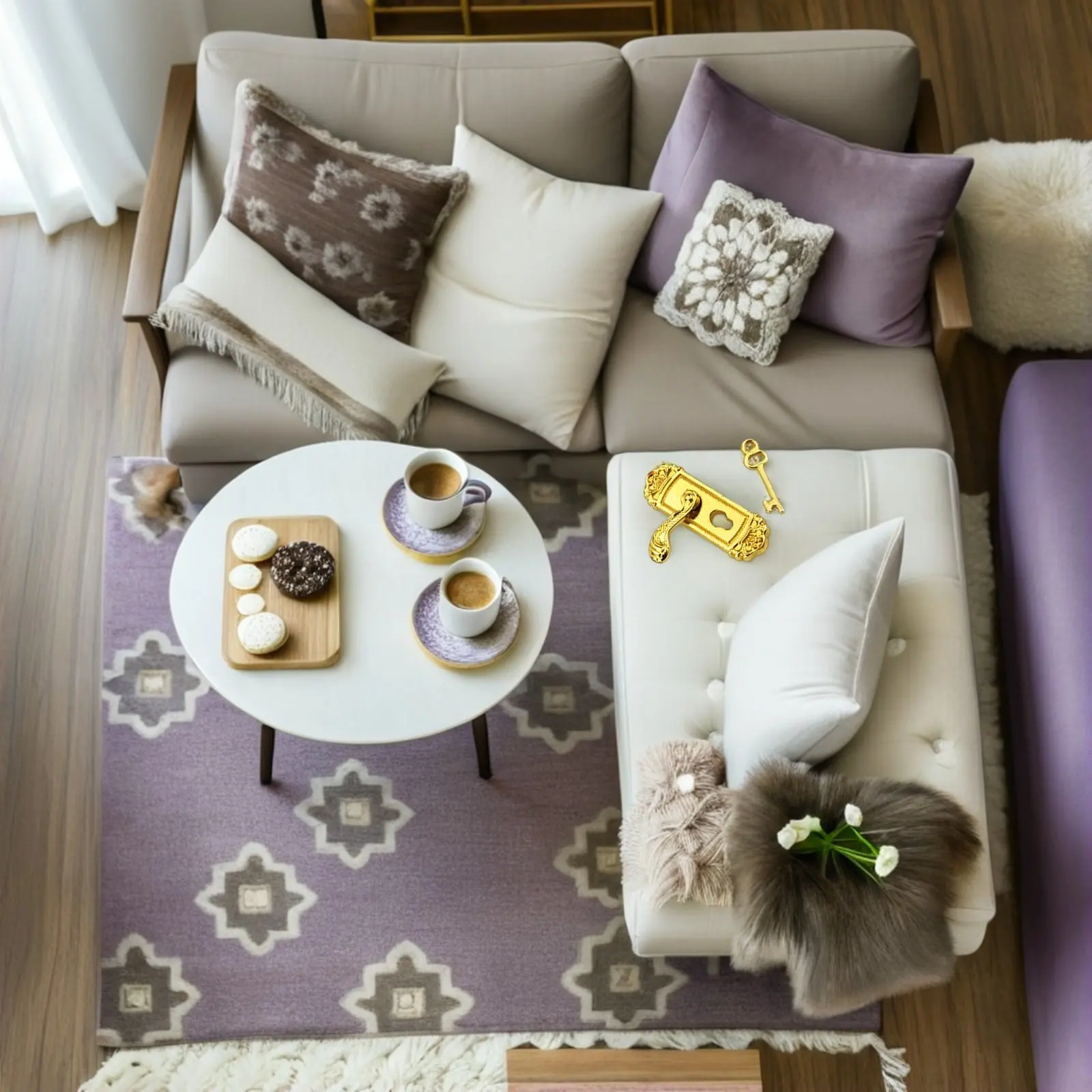 Juego de 6 Cerraduras Metálicas Vintage en Miniatura para Puertas, Escala 1:12, con Patrón Floral, Accesorios de Ferretería para Casas de Muñecas, con Llaves