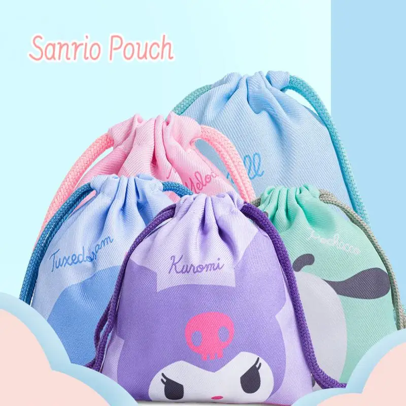 Sanrio bolsa de almacenamiento bolsa de cosméticos varios dibujos animados lindo conejito bolsillo niños estudiante pequeño cordón bolsa de tela de poliéster