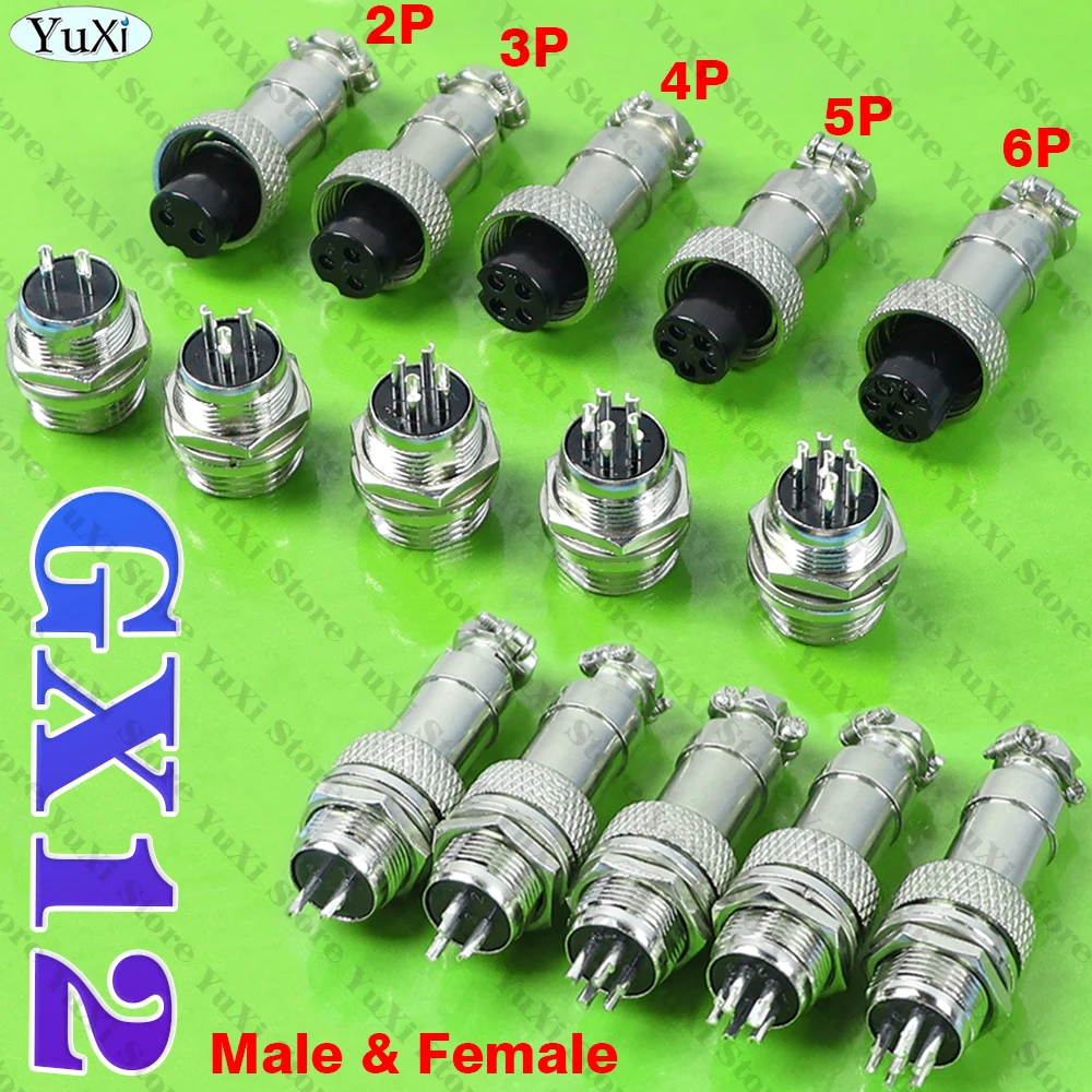 1-20Pcs GX12 Docking Aviation Plug Socket Waterproof Circular Connector 2/3/4/5/6 Pin DIY Male Female Jack Plugs