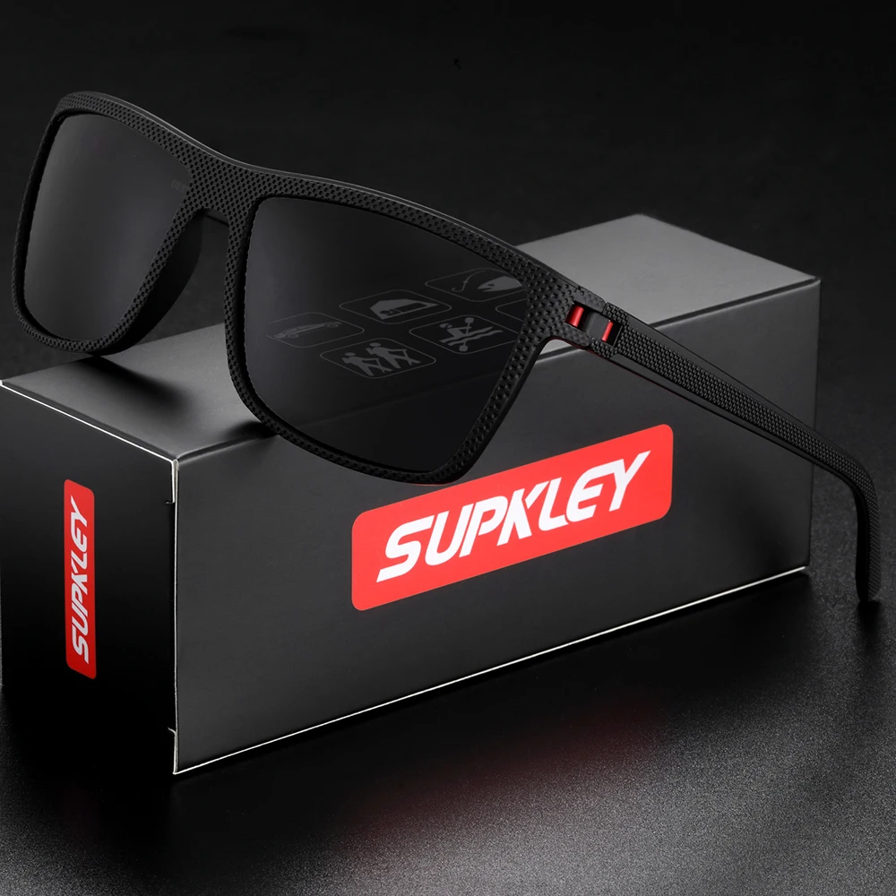 SUPKLEY Brand Classic Retro Square Polarized Sunglasses For Men Women Casual Business Sunglasses Tennis Mountaineering